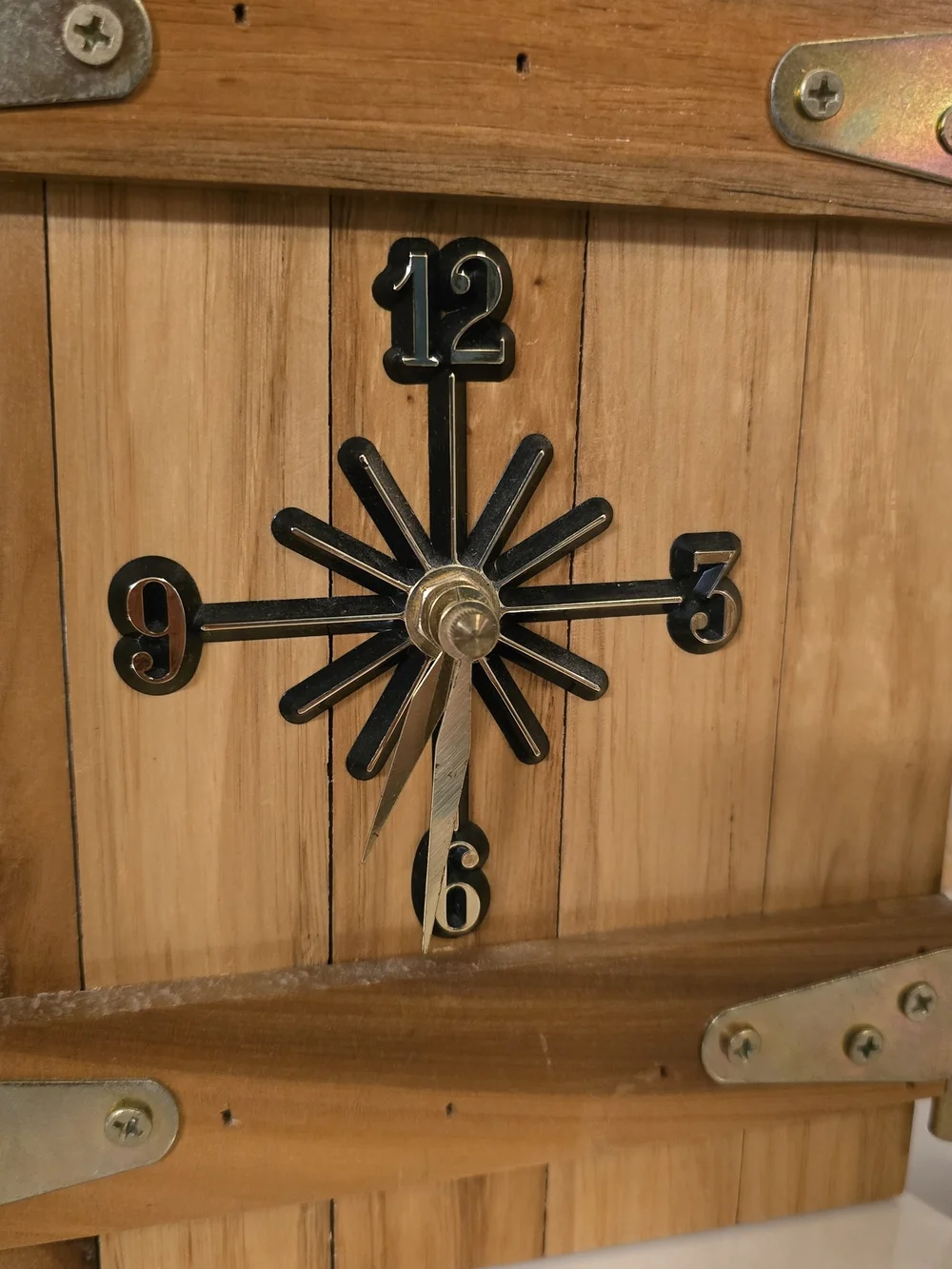 Vintage 1970s Wood Triptych Wall Clock & Dual Picture Frames | Rustic Farmhouse